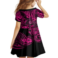 Hawaii Shaka Sign Kid Short Sleeve Dress With Polynesian Hibiscus Pink Unique LT01 - Polynesian Pride