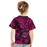 Hawaii Shaka Sign Kid T Shirt With Polynesian Hibiscus Pink Unique LT01 - Polynesian Pride
