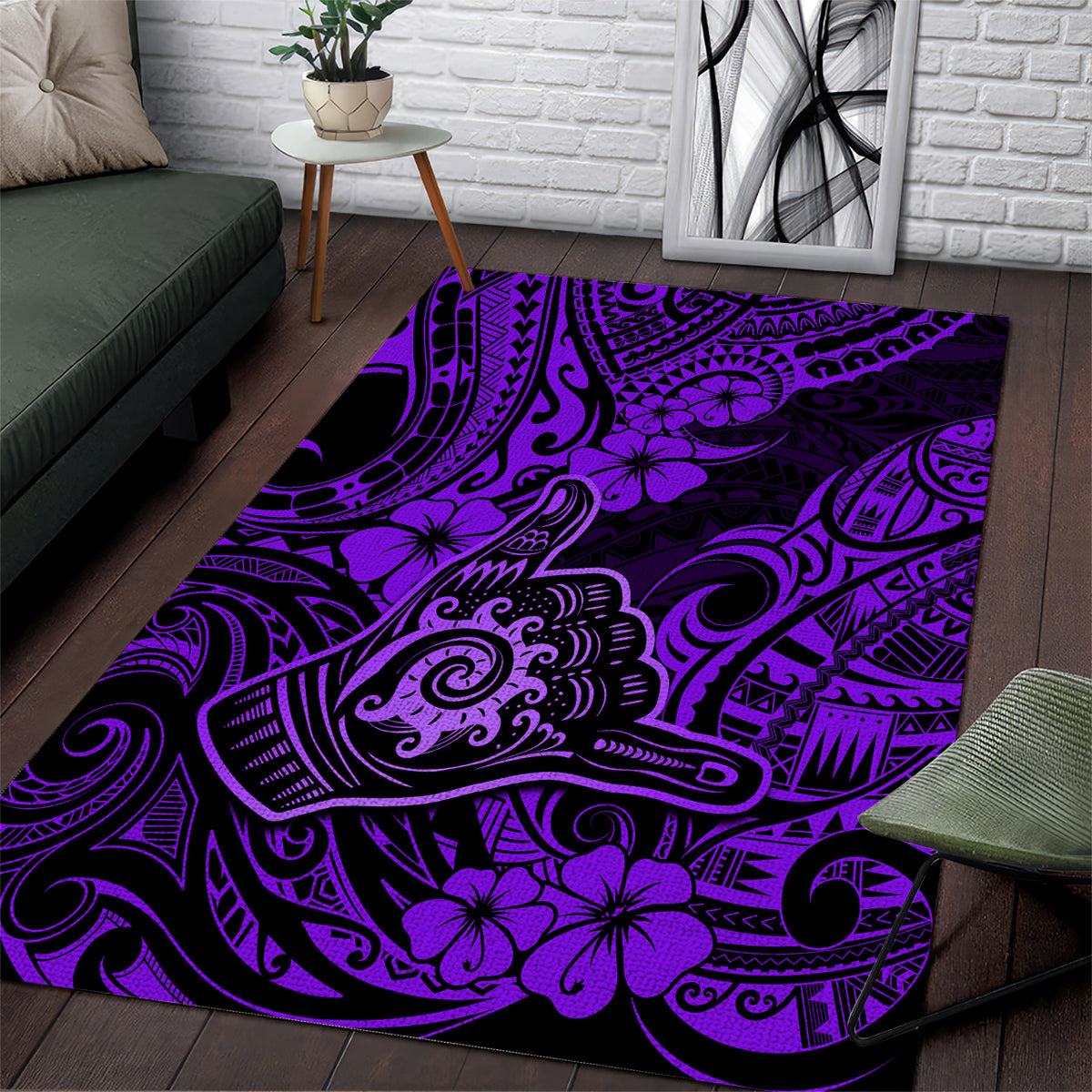 Hawaii Shaka Sign Area Rug Polynesian Pattern Purple Version LT01 Purple - Polynesian Pride