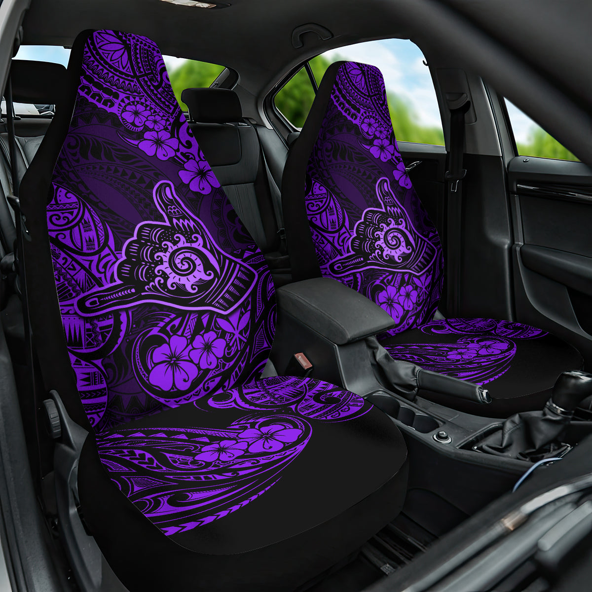 Hawaii Shaka Sign Car Seat Cover Polynesian Pattern Purple Version LT01 One Size Purple - Polynesian Pride