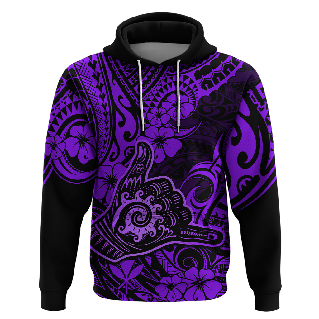 Hawaii Shaka Sign Hoodie Polynesian Pattern Purple Version LT01 Pullover Hoodie Purple - Polynesian Pride