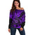 Hawaii Shaka Sign Off Shoulder Sweater Polynesian Pattern Purple Version LT01 Women Purple - Polynesian Pride