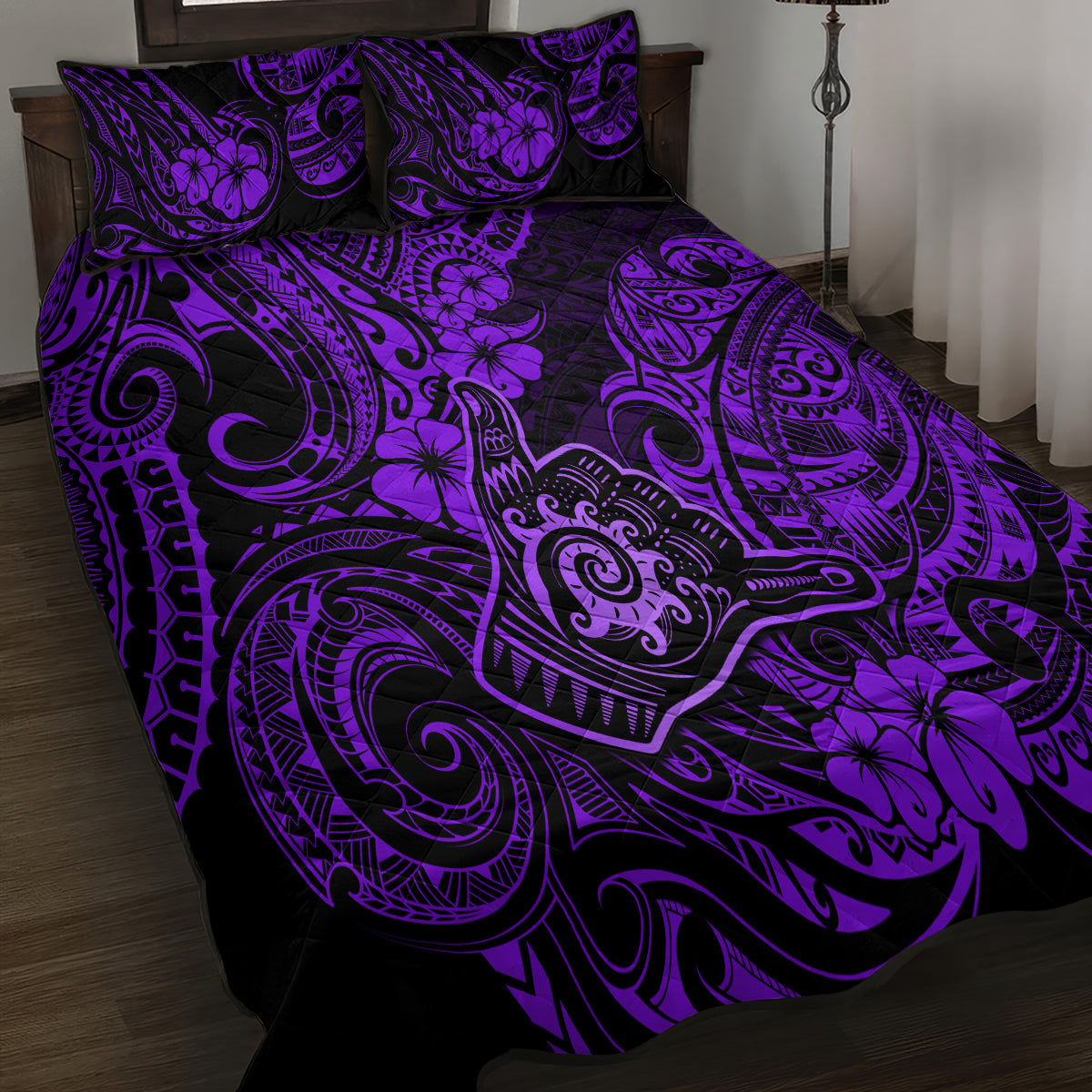 Hawaii Shaka Sign Quilt Bed Set Polynesian Pattern Purple Version LT01 - Polynesian Pride