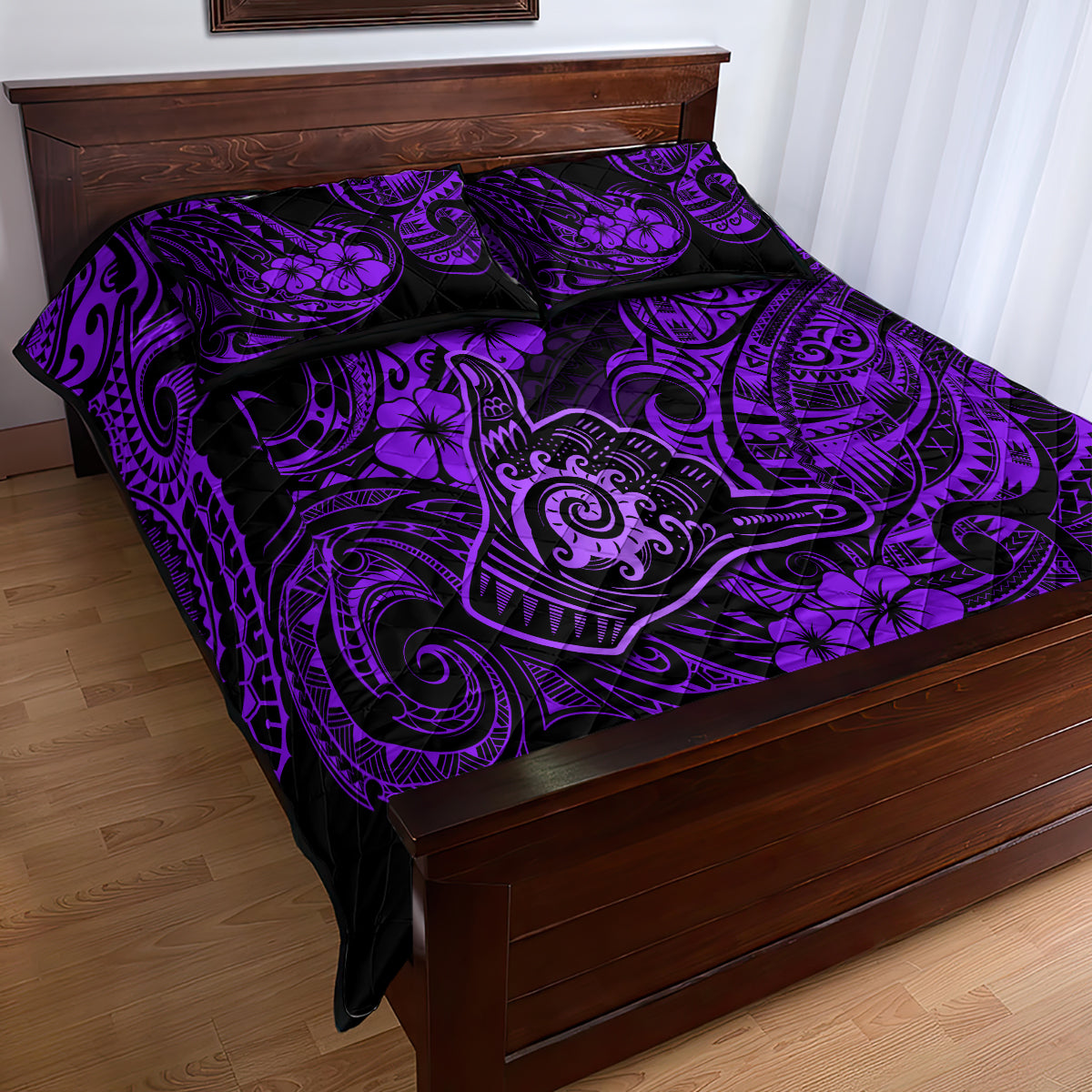 Hawaii Shaka Sign Quilt Bed Set Polynesian Pattern Purple Version LT01 - Polynesian Pride