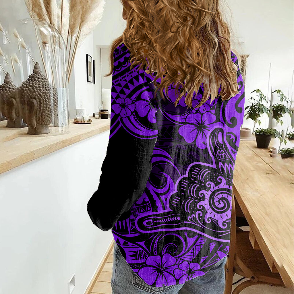 Hawaii Shaka Sign Women Casual Shirt Polynesian Pattern Purple Version LT01 - Polynesian Pride
