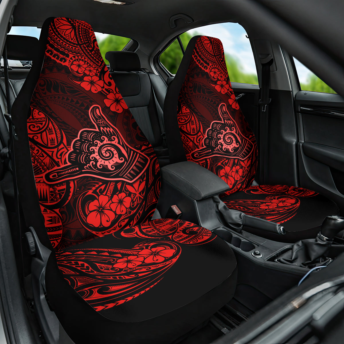 Hawaii Shaka Sign Car Seat Cover Polynesian Pattern Red Version LT01 One Size Red - Polynesian Pride