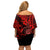 Hawaii Shaka Sign Off Shoulder Short Dress Polynesian Pattern Red Version LT01 - Polynesian Pride