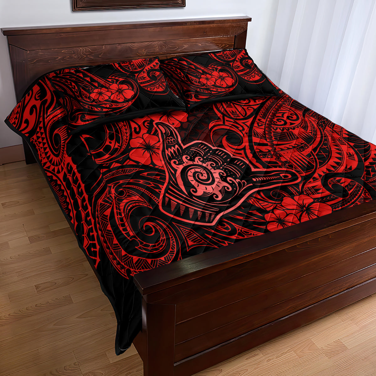 Hawaii Shaka Sign Quilt Bed Set Polynesian Pattern Red Version LT01 - Polynesian Pride