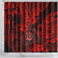Hawaii Shaka Sign Shower Curtain Polynesian Pattern Red Version LT01 - Polynesian Pride
