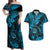 Hawaii Shaka Sign Couples Matching Off Shoulder Maxi Dress and Hawaiian Shirt Polynesian Pattern Sky Blue Version LT01 Blue - Polynesian Pride