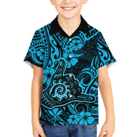 Hawaii Shaka Sign Kid Hawaiian Shirt Polynesian Pattern Sky Blue Version LT01 Kid Blue - Polynesian Pride