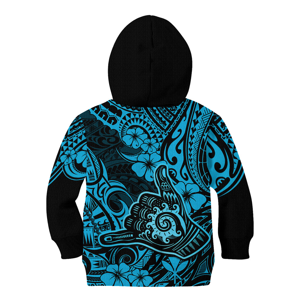 Hawaii Shaka Sign Kid Hoodie Polynesian Pattern Sky Blue Version LT01 - Polynesian Pride