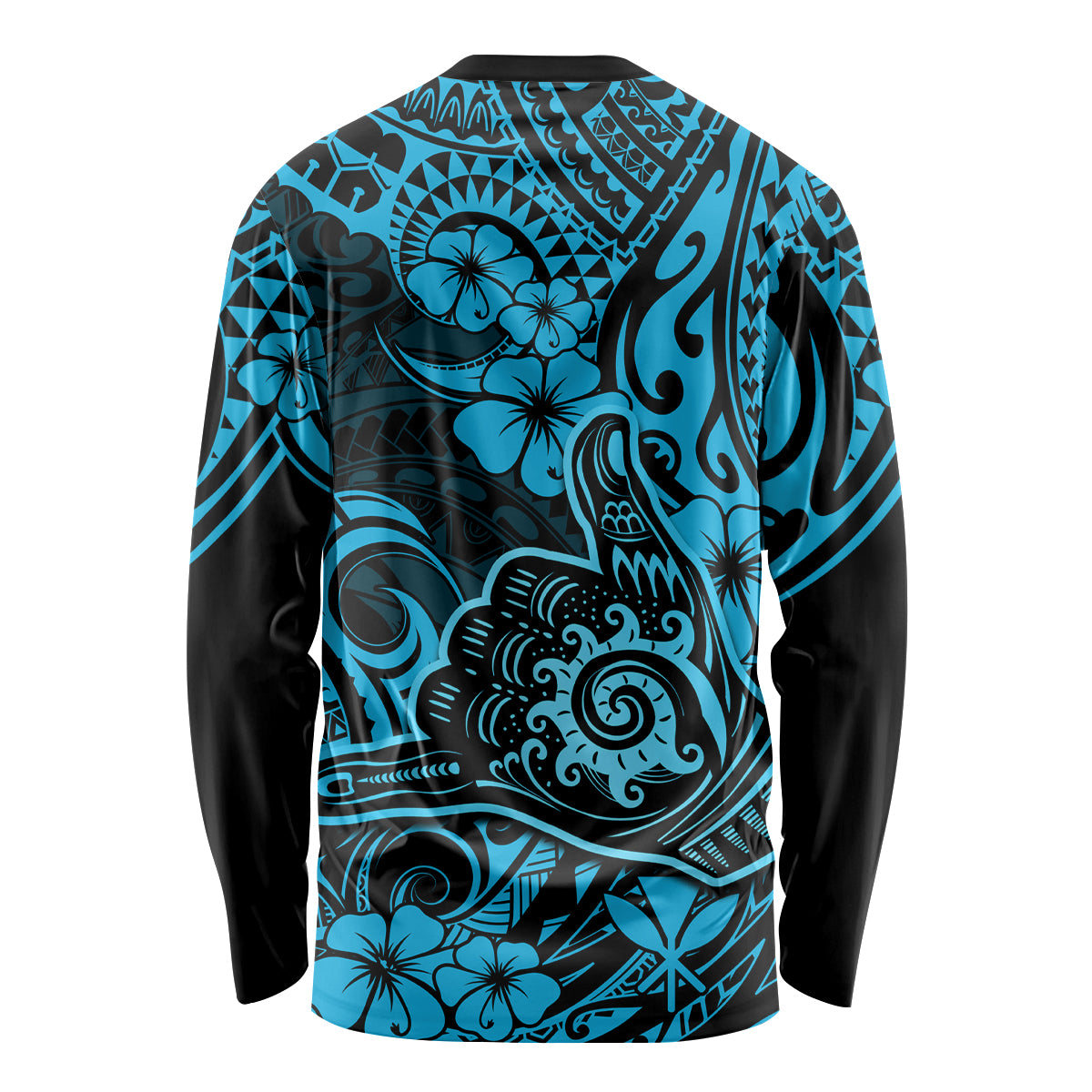Hawaii Shaka Sign Long Sleeve Shirt Polynesian Pattern Sky Blue Version LT01 - Polynesian Pride
