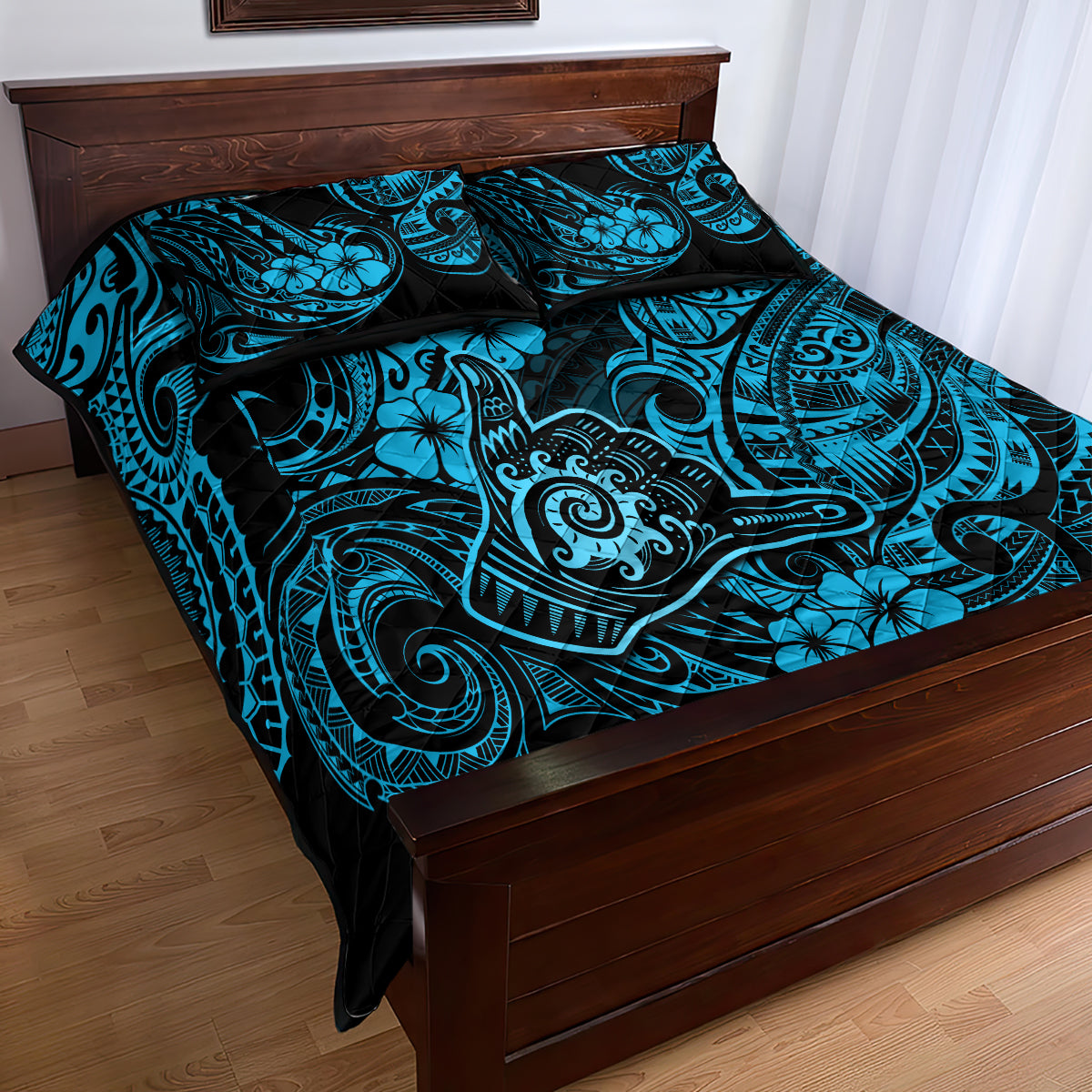 Hawaii Shaka Sign Quilt Bed Set Polynesian Pattern Sky Blue Version LT01 - Polynesian Pride