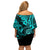 Hawaii Shaka Sign Off Shoulder Short Dress Polynesian Pattern Turquoise Version LT01 - Polynesian Pride