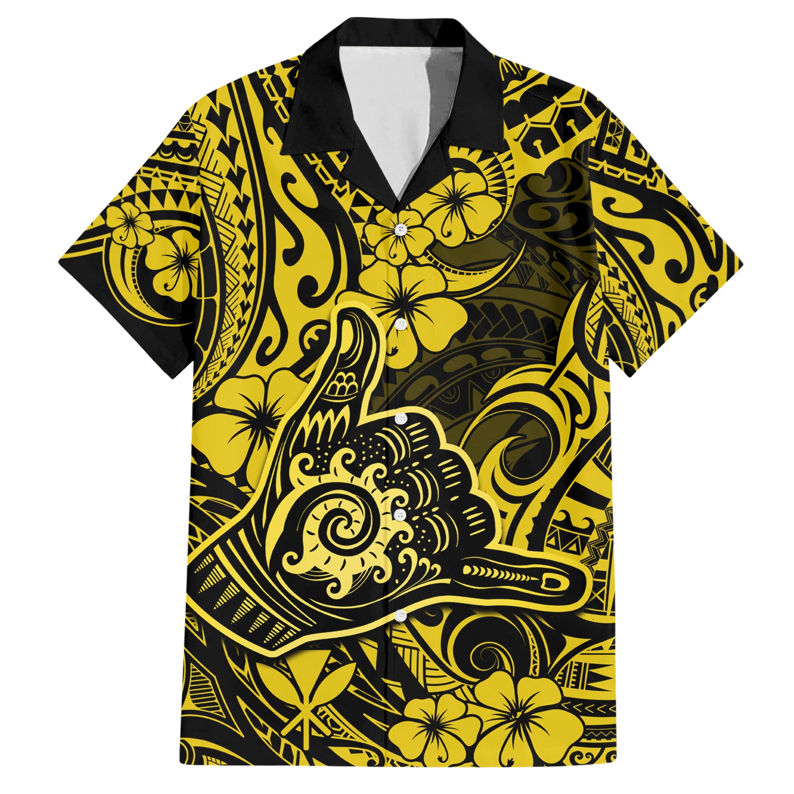 Hawaii Shaka Sign Hawaiian Shirt Polynesian Pattern Yellow Version LT01 Yellow - Polynesian Pride