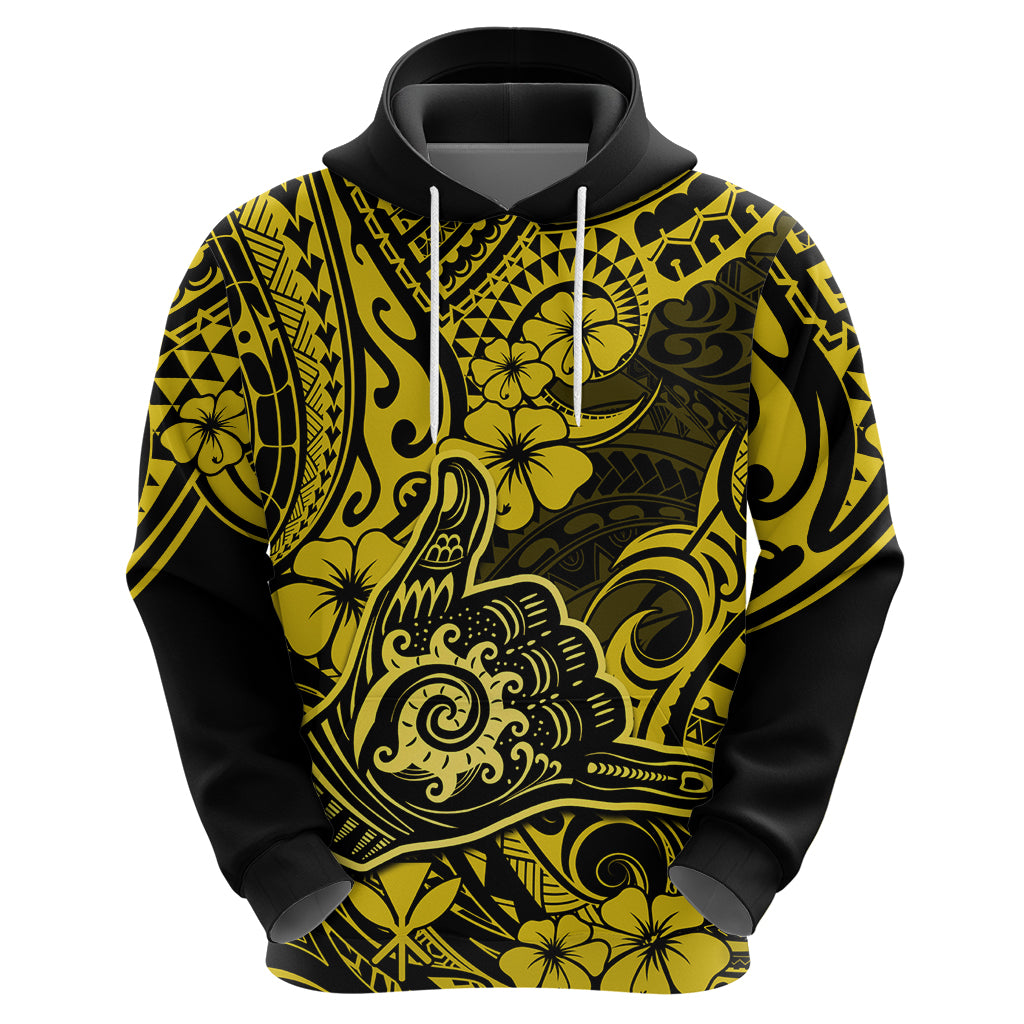 Hawaii Shaka Sign Hoodie Polynesian Pattern Yellow Version LT01 - Polynesian Pride
