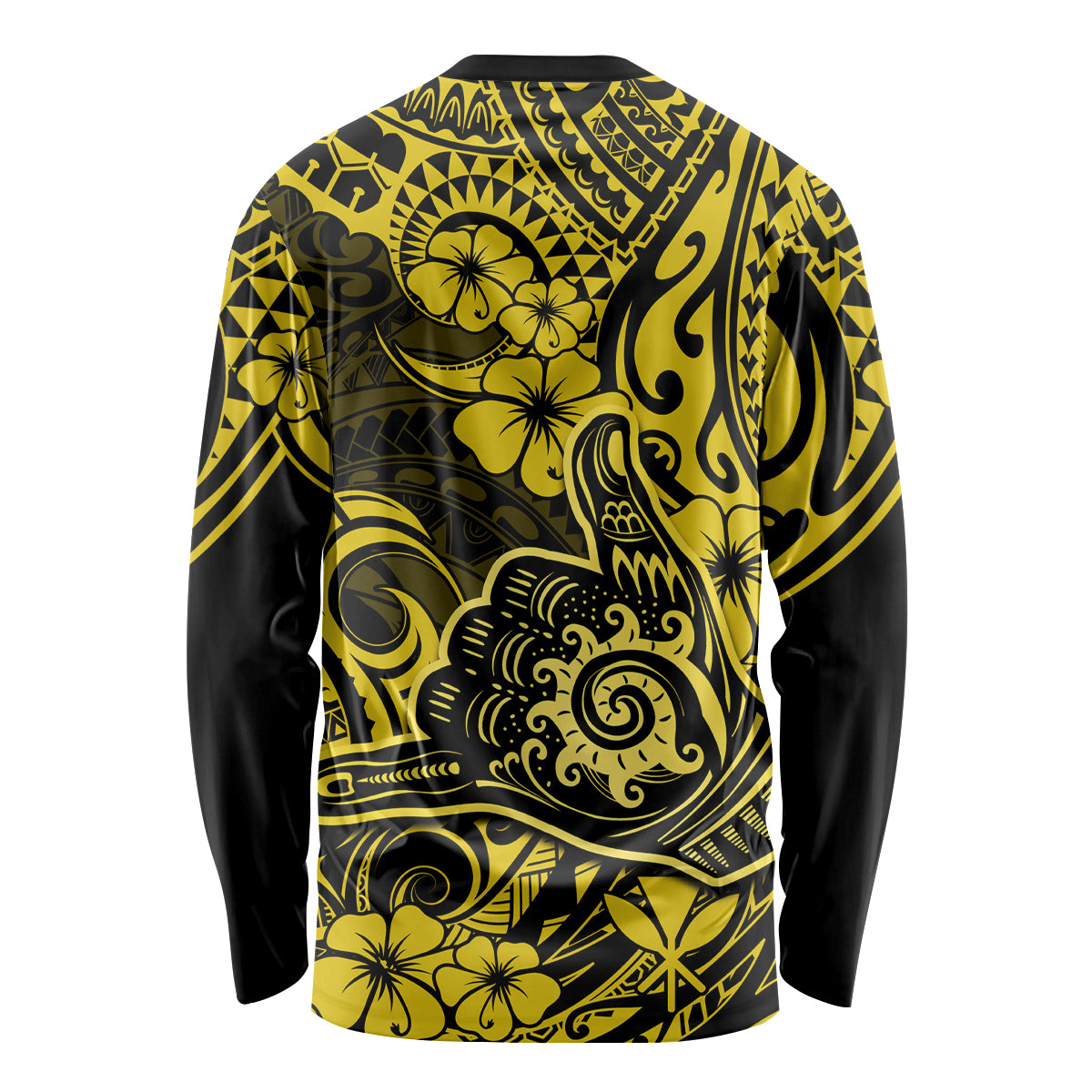 Hawaii Shaka Sign Long Sleeve Shirt Polynesian Pattern Yellow Version LT01 - Polynesian Pride