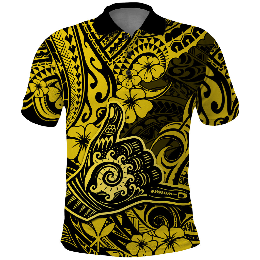 Hawaii Shaka Sign Polo Shirt Polynesian Pattern Yellow Version LT01 Yellow - Polynesian Pride
