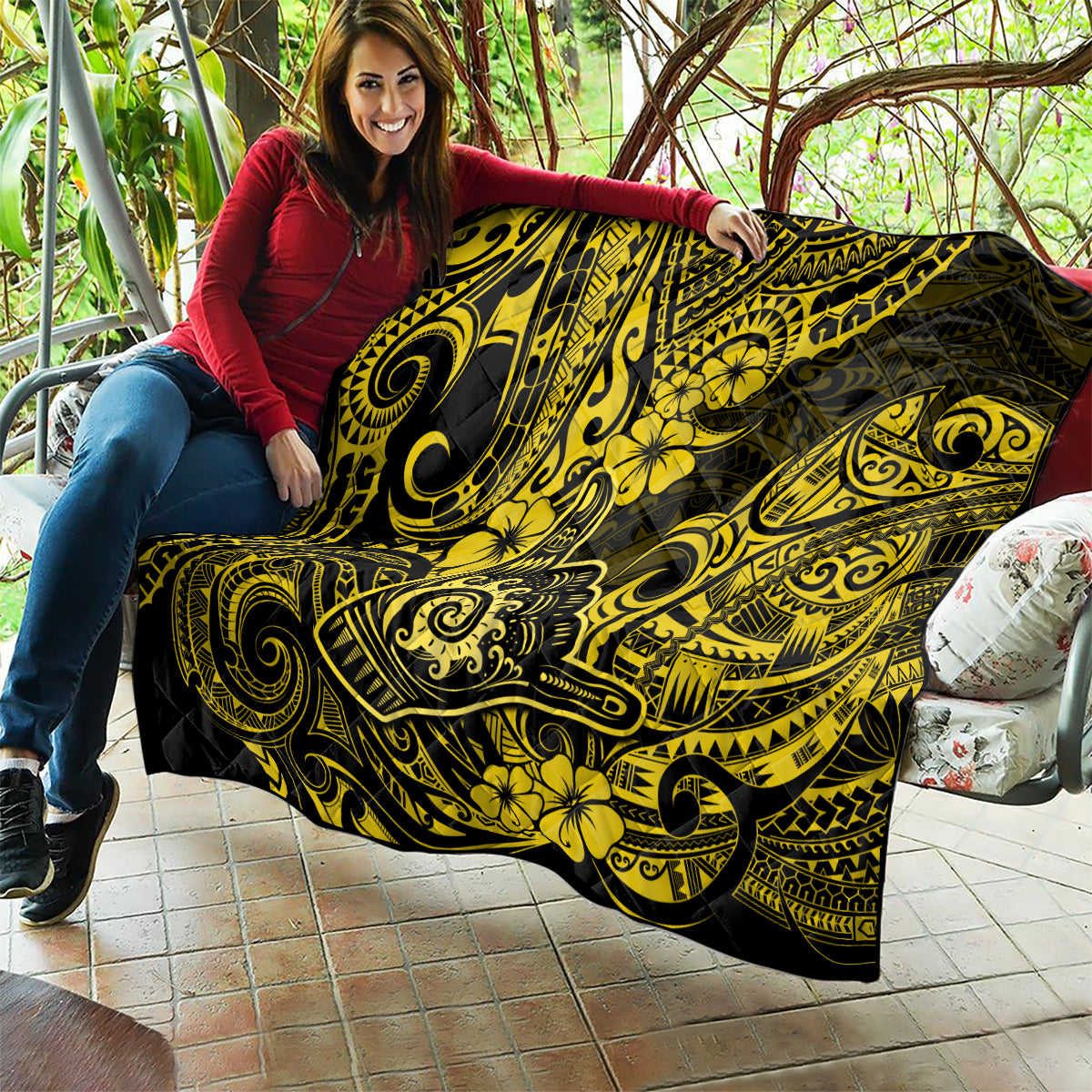 Hawaii Shaka Sign Quilt Polynesian Pattern Yellow Version LT01 - Polynesian Pride