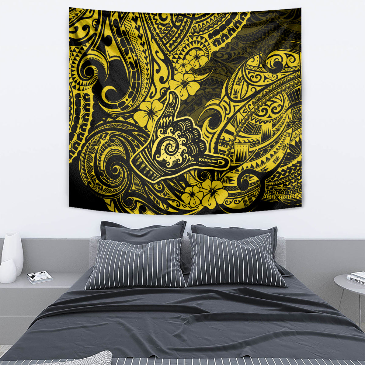 Hawaii Shaka Sign Tapestry Polynesian Pattern Yellow Version LT01 - Polynesian Pride