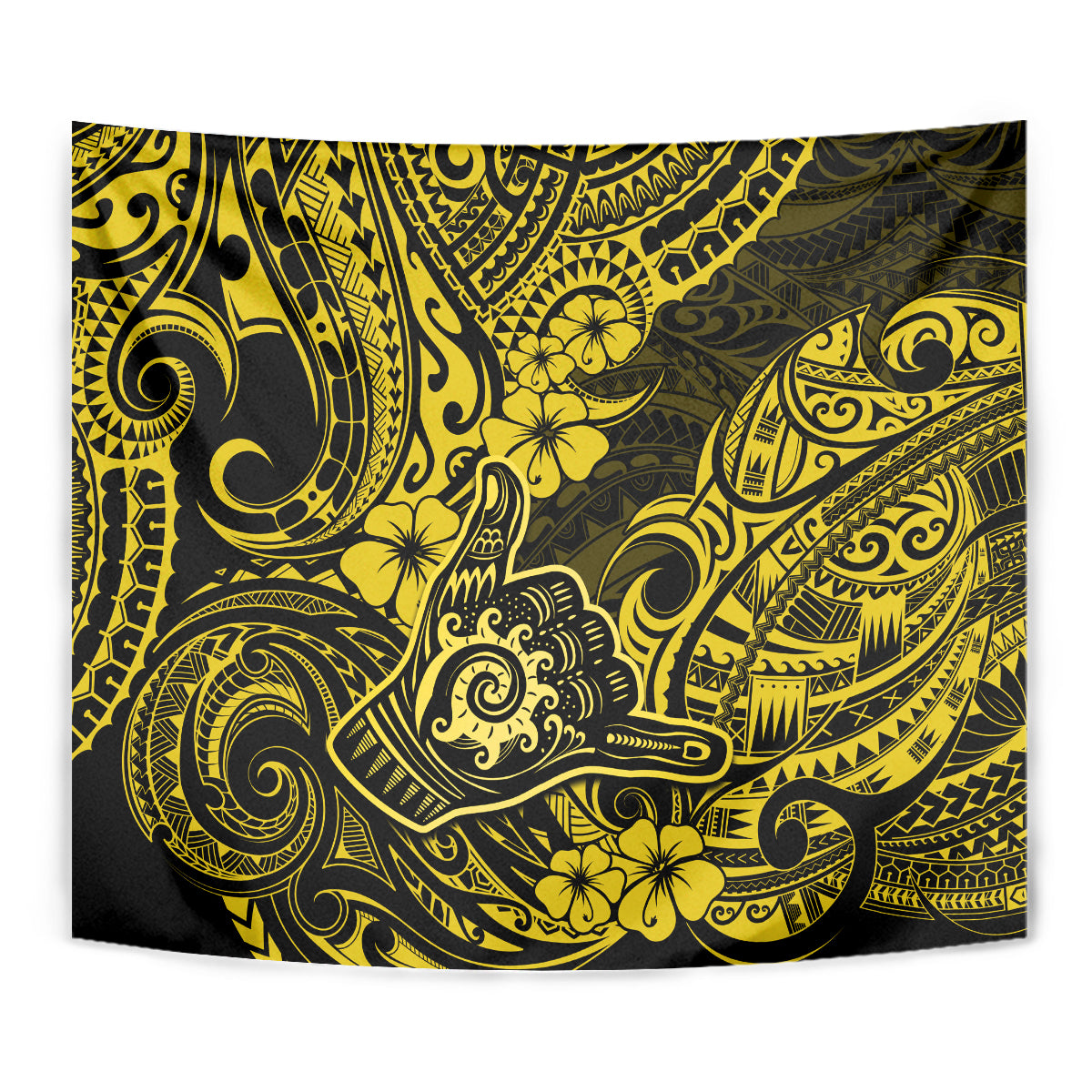 Hawaii Shaka Sign Tapestry Polynesian Pattern Yellow Version LT01 - Polynesian Pride