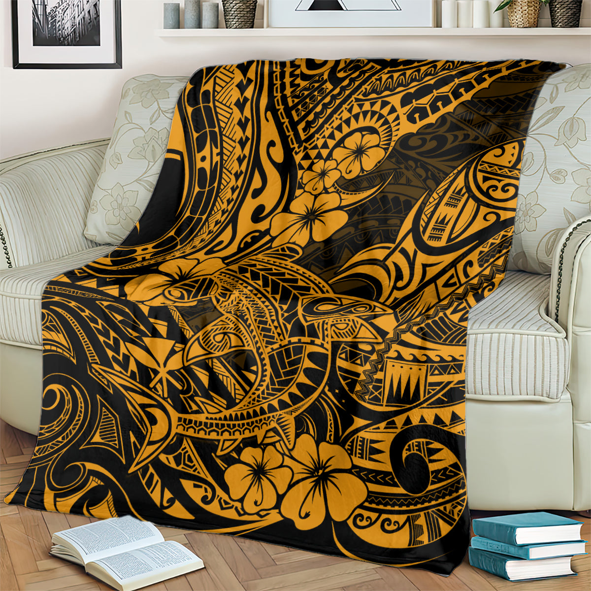 Hawaii Shark Blanket Polynesian Pattern Gold Version LT01 - Polynesian Pride