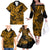 Hawaii Shark Family Matching Off Shoulder Long Sleeve Dress and Hawaiian Shirt Polynesian Pattern Gold Version LT01 - Polynesian Pride