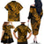 Hawaii Shark Family Matching Off Shoulder Long Sleeve Dress and Hawaiian Shirt Polynesian Pattern Gold Version LT01 - Polynesian Pride