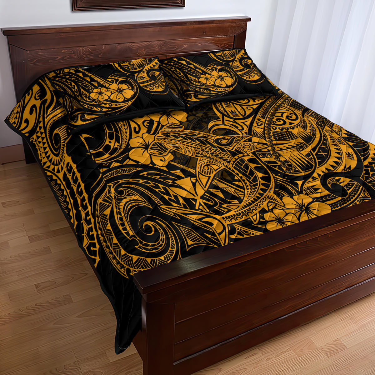 Hawaii Shark Quilt Bed Set Polynesian Pattern Gold Version LT01 - Polynesian Pride