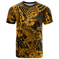 Hawaii Shark T Shirt Polynesian Pattern Gold Version LT01 Gold - Polynesian Pride