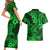 Hawaii Shark Couples Matching Short Sleeve Bodycon Dress and Hawaiian Shirt Polynesian Pattern Green Version LT01 - Polynesian Pride