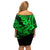 Hawaii Shark Off Shoulder Short Dress Polynesian Pattern Green Version LT01 - Polynesian Pride