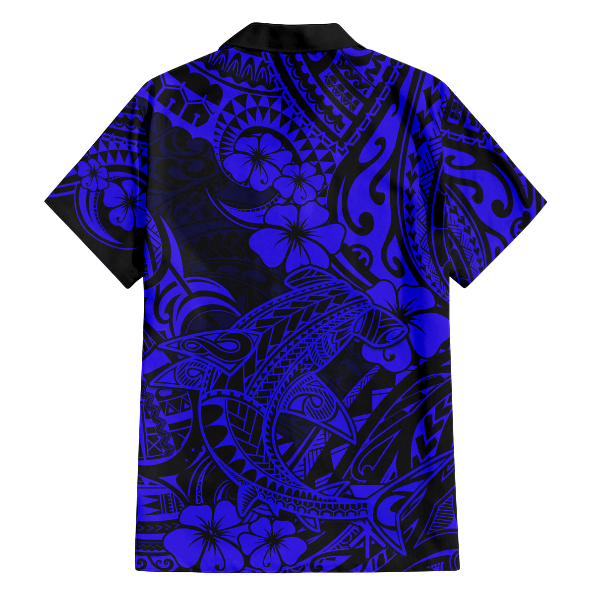 Hawaii Shark Family Matching Long Sleeve Bodycon Dress and Hawaiian Shirt Polynesian Pattern Navy Blue Version LT01 - Polynesian Pride