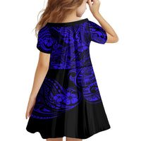Hawaii Shark Kid Short Sleeve Dress Polynesian Pattern Navy Blue Version LT01 - Polynesian Pride