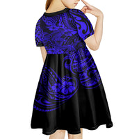 Hawaii Shark Kid Short Sleeve Dress Polynesian Pattern Navy Blue Version LT01 - Polynesian Pride