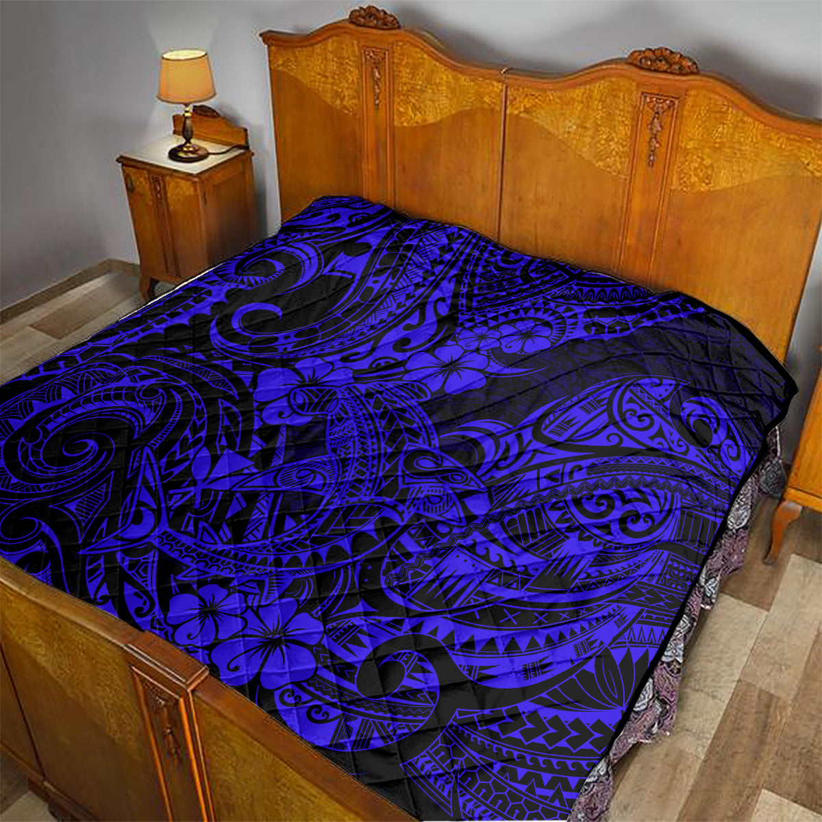 Hawaii Shark Quilt Polynesian Pattern Navy Blue Version LT01 - Polynesian Pride