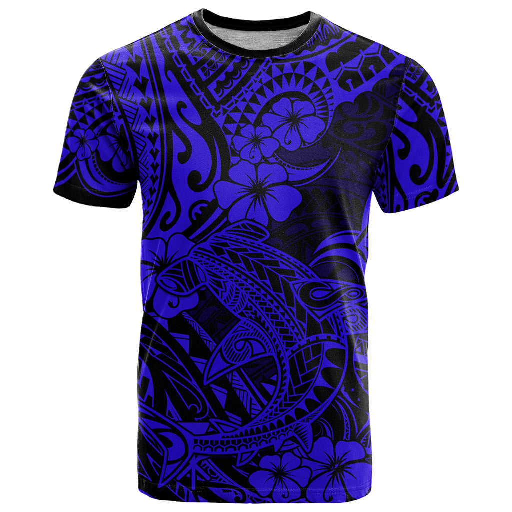 Hawaii Shark T Shirt Polynesian Pattern Navy Blue Version LT01 Blue - Polynesian Pride