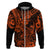 Hawaii Shark Hoodie Polynesian Pattern Orange Version LT01 Zip Hoodie Orange - Polynesian Pride