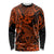 Hawaii Shark Long Sleeve Shirt Polynesian Pattern Orange Version LT01 Unisex Orange - Polynesian Pride