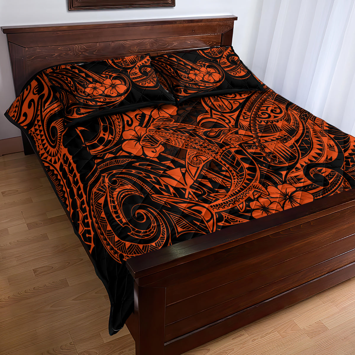 Hawaii Shark Quilt Bed Set Polynesian Pattern Orange Version LT01 - Polynesian Pride