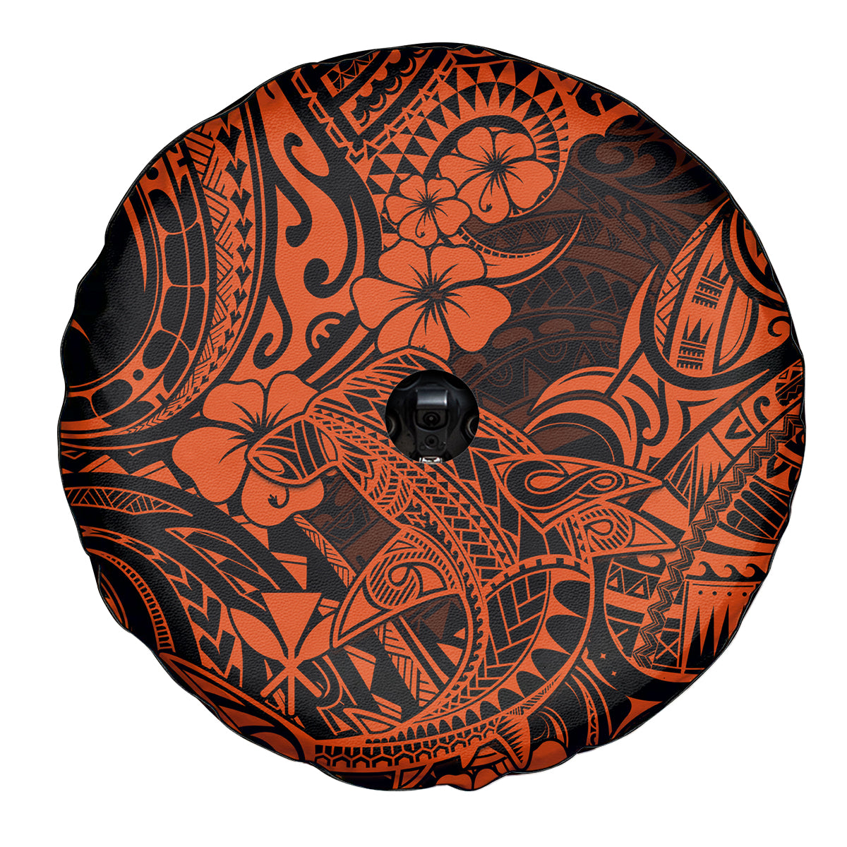 Hawaii Shark Spare Tire Cover Polynesian Pattern Orange Version LT01 - Polynesian Pride