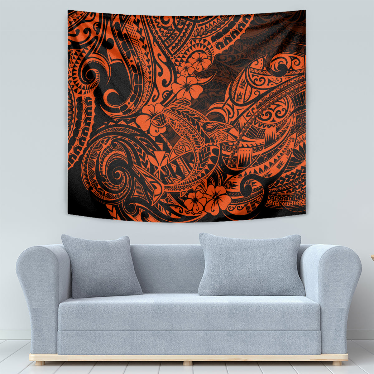 Hawaii Shark Tapestry Polynesian Pattern Orange Version LT01 - Polynesian Pride