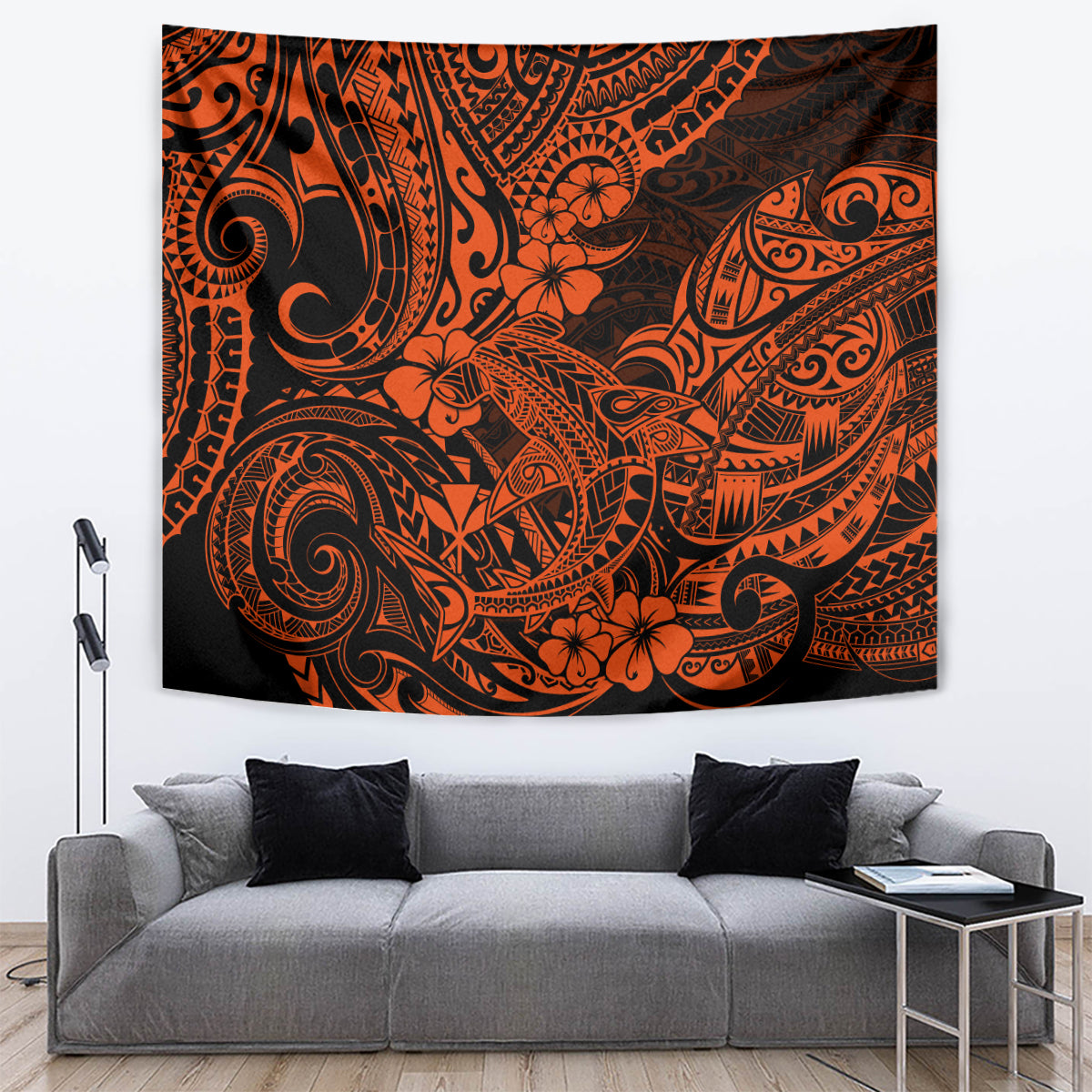 Hawaii Shark Tapestry Polynesian Pattern Orange Version LT01 - Polynesian Pride