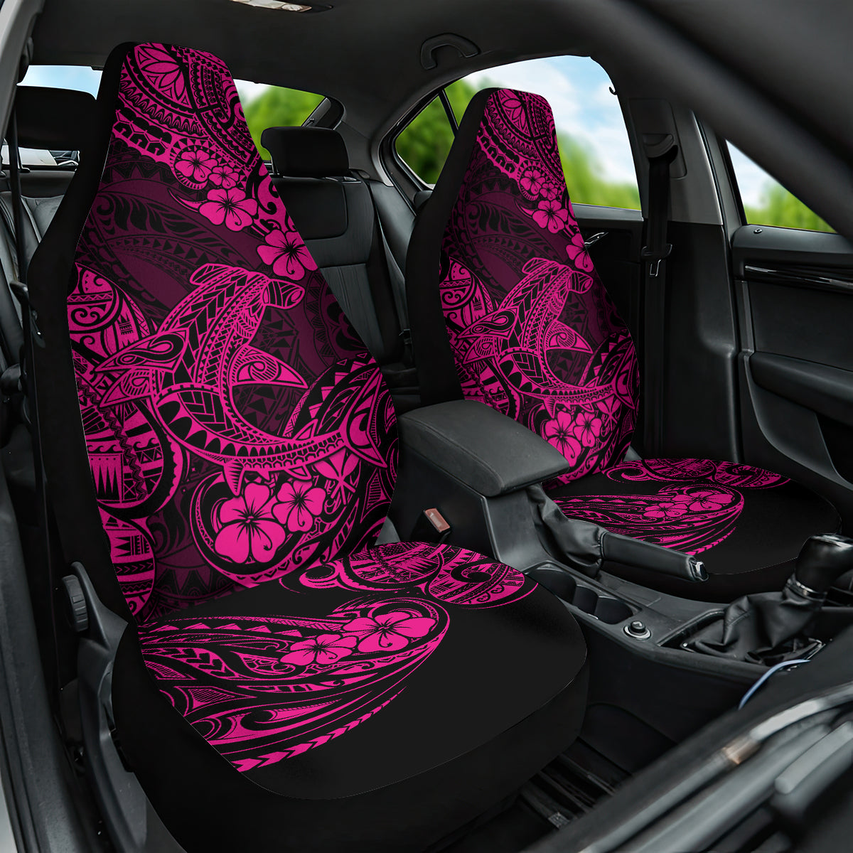 Hawaii Shark Car Seat Cover Polynesian Pattern Pink Version LT01 One Size Pink - Polynesian Pride