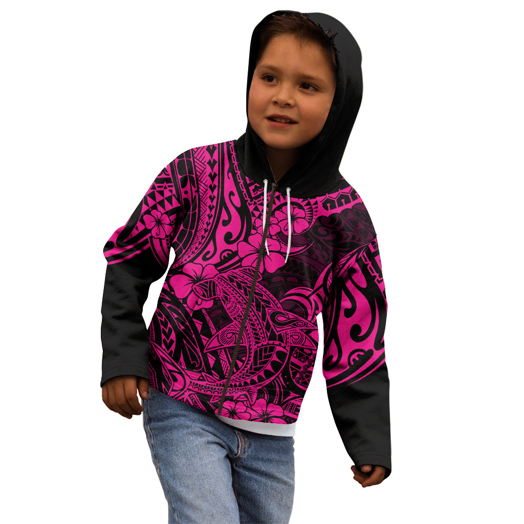 Hawaii Shark Kid Hoodie Polynesian Pattern Pink Version LT01 - Polynesian Pride