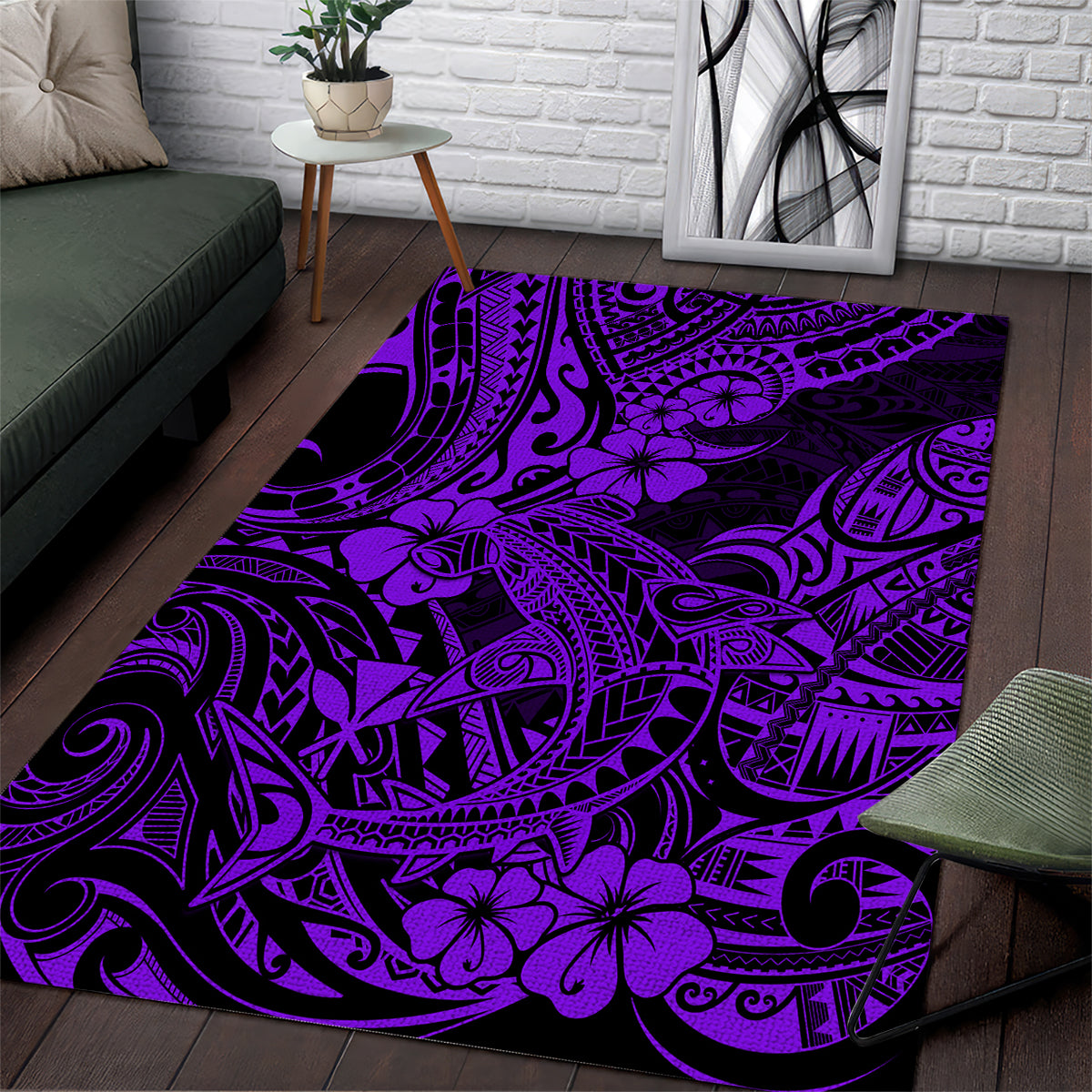 Hawaii Shark Area Rug Polynesian Pattern Purple Version LT01 Purple - Polynesian Pride