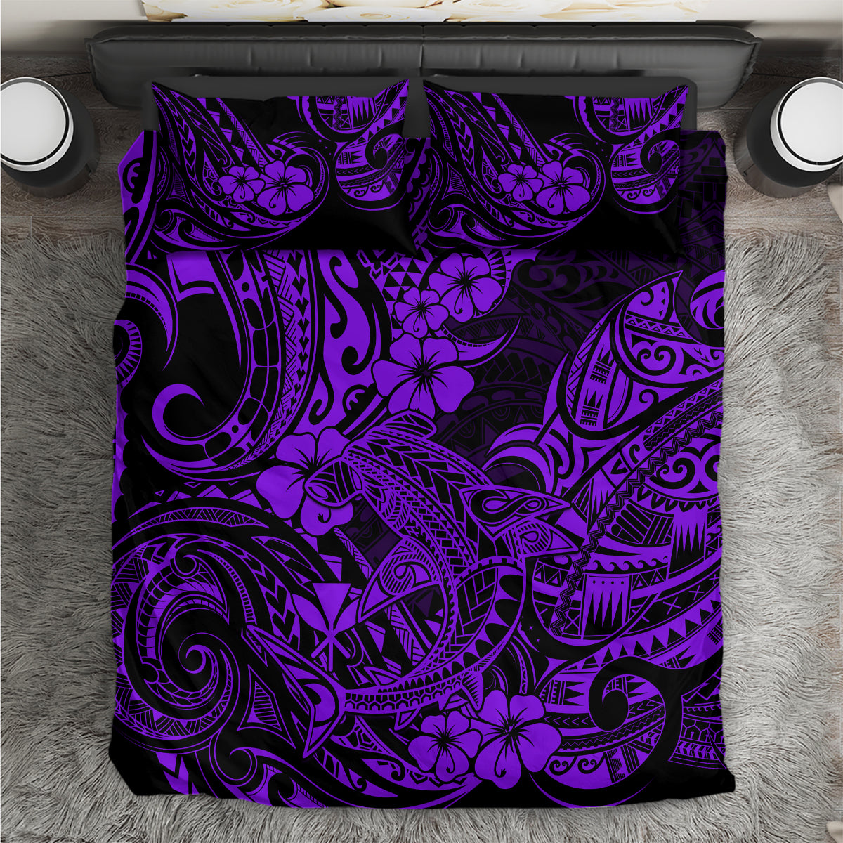 Hawaii Shark Bedding Set Polynesian Pattern Purple Version LT01 Purple - Polynesian Pride