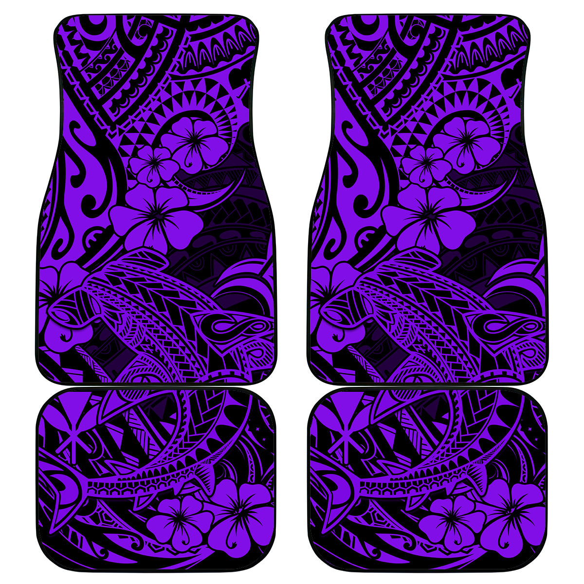 Hawaii Shark Car Mats Polynesian Pattern Purple Version LT01 Purple - Polynesian Pride