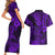 Hawaii Shark Couples Matching Short Sleeve Bodycon Dress and Hawaiian Shirt Polynesian Pattern Purple Version LT01 - Polynesian Pride